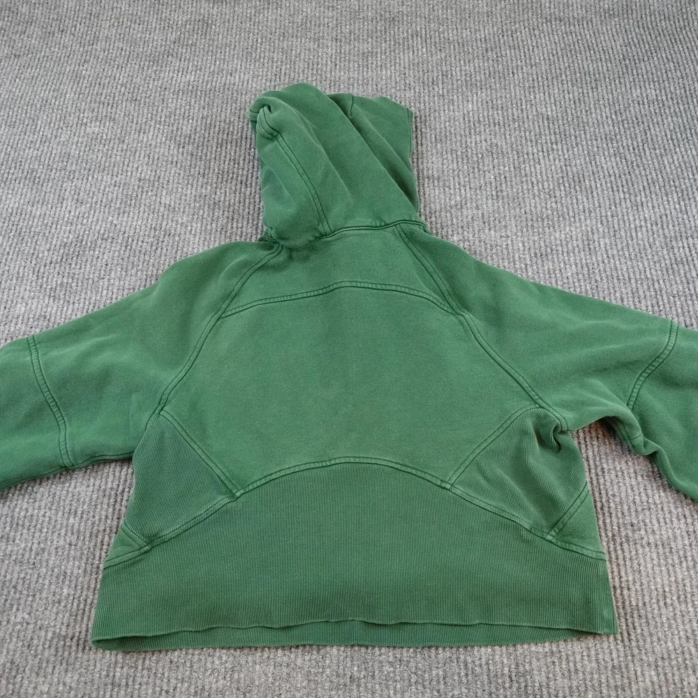 Lululemon Scuba Cropped Hoodie Womens 10 Green Half Zip Fleece Sweatshirt